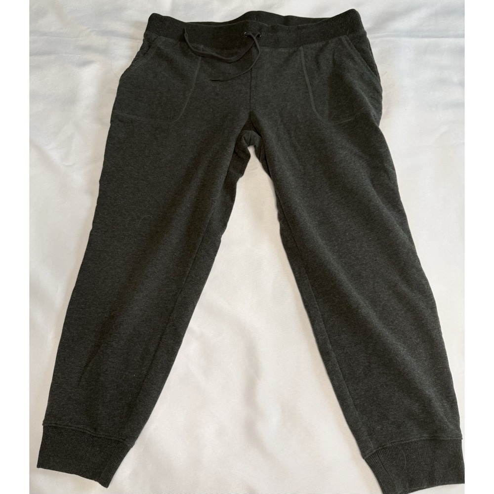 L.L. Bean Womens Solid Dark Gray Soft Cotton Adjustable Waist Jogger Pants Large